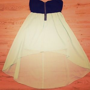 Turquoise Strapless High Low